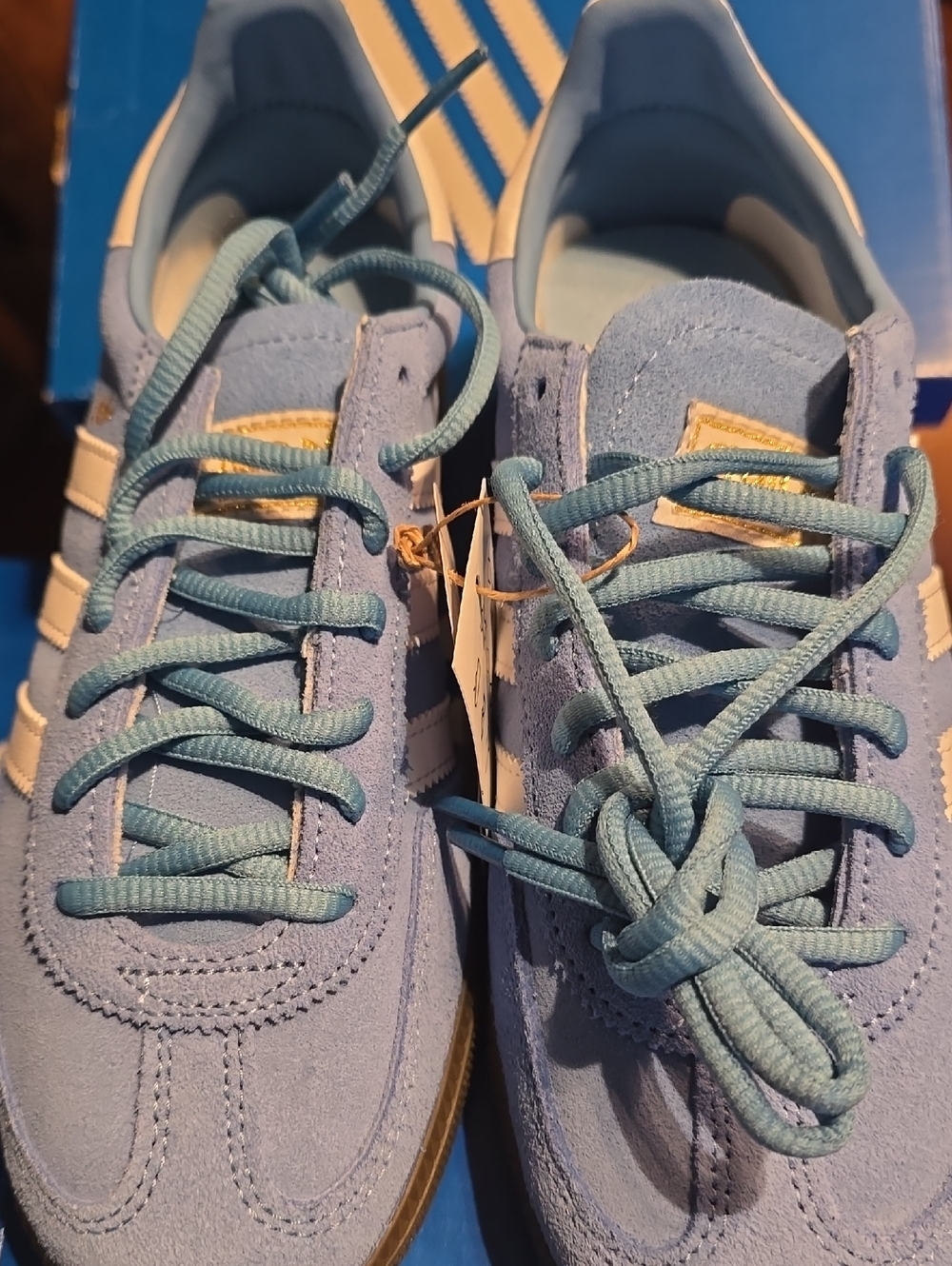 adidas Suede Sneakers in Pastel Blue with White Stripes